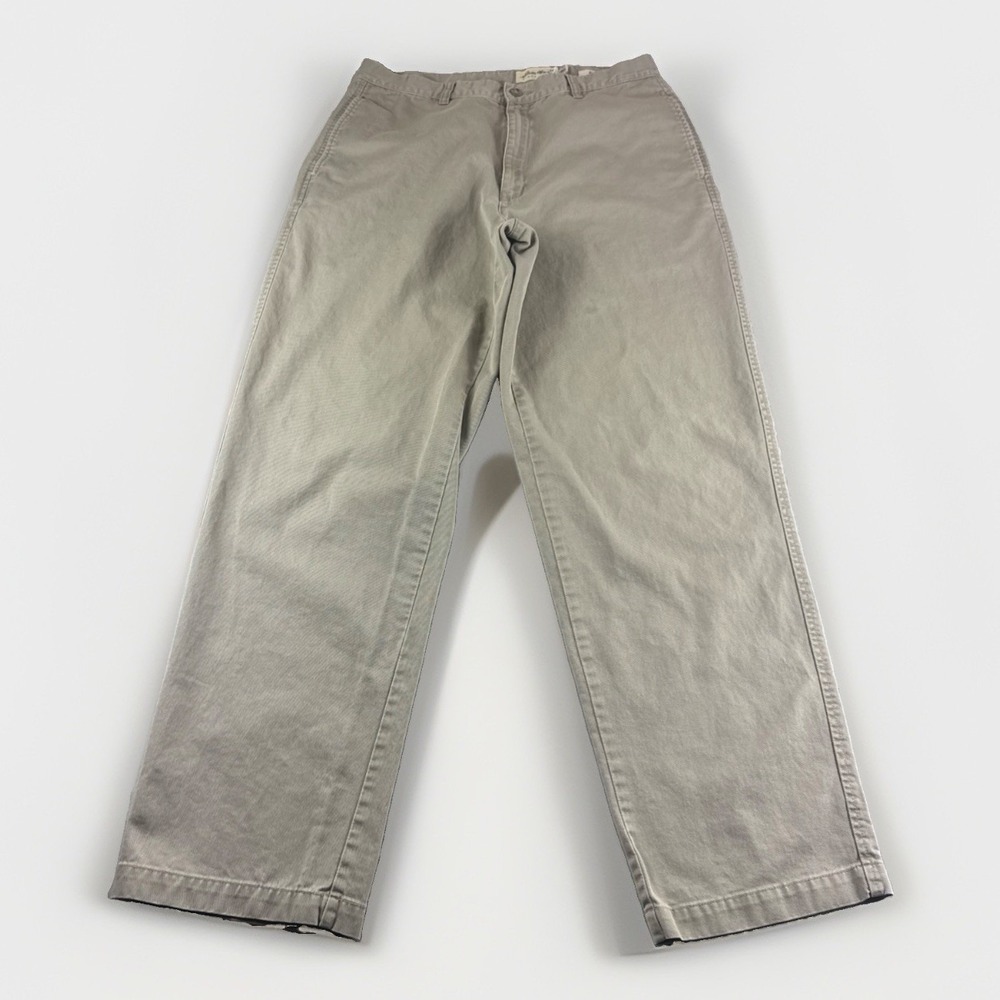 Eddie Bauer Khakis Mens 34x32 Beige Relaxed Fit Pants Cotton Preppy Slacks READ